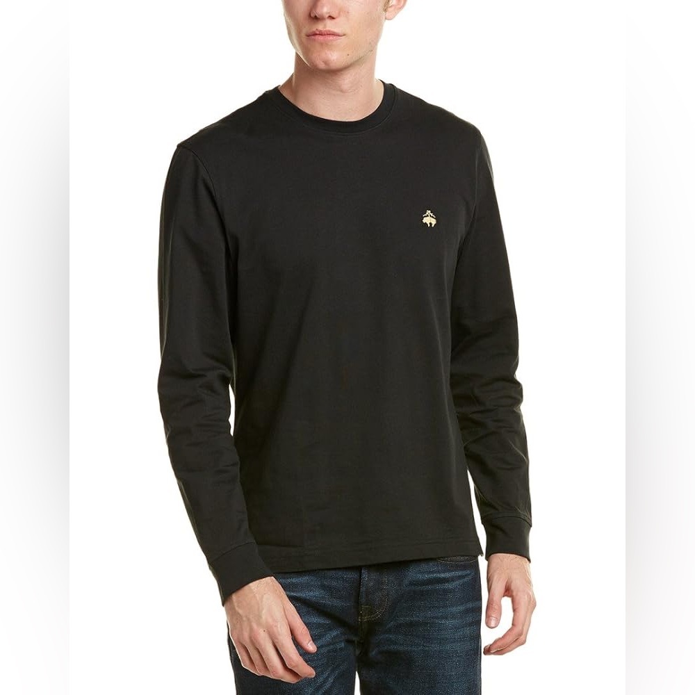 Brooks Brothers Mens Original Fit All Cotton Long Sleeve Basic Tee T-Shirt black